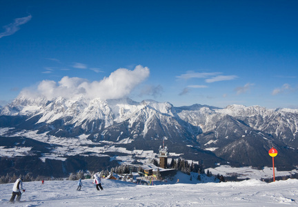 滑雪胜地schladming。 奥地利