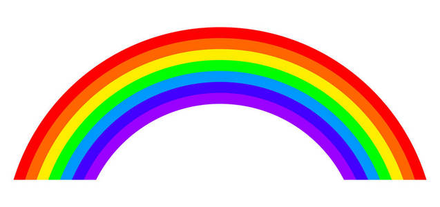 白色背景上的七色彩虹图照片