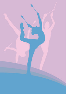 女性与印度俱乐部体操运动员矢量