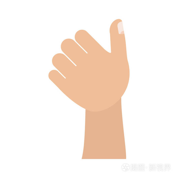 多彩的轮廓形象的左手大拇指