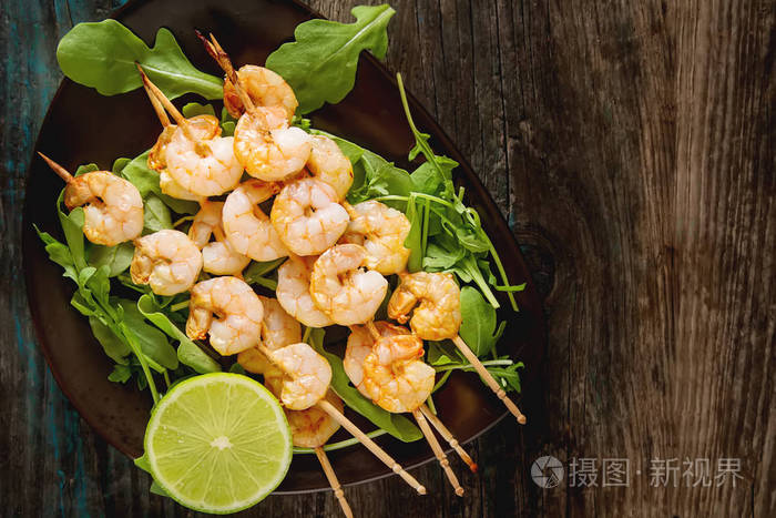 虾仁木串烧烤炉烧烤的迷你烧烤简单