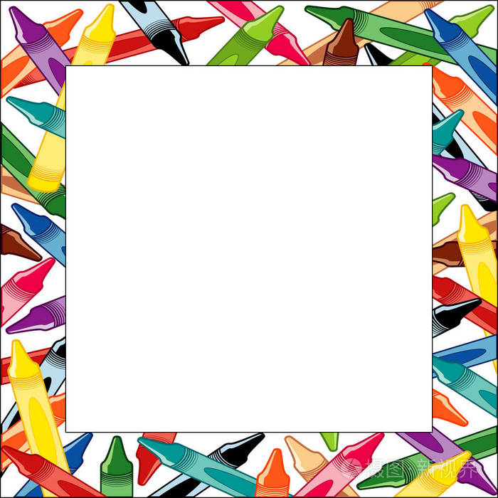 蜡笔框架, 方形白色背景