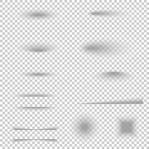 透明的现实阴影效果设置。灰色的集合形状阴影柔化边缘。卷徽标 演示文稿或网站设计元素的模板