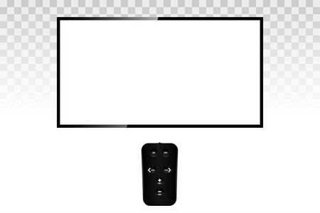 现代的空白屏幕液晶与远程控制，带领，电视上分离背景