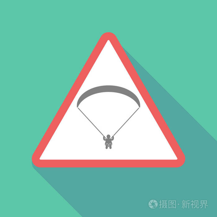 长阴影警告信号与一个滑翔伞