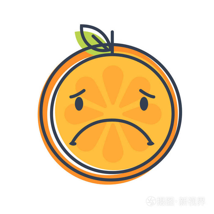 表情符号伤心橙色想哭的感觉孤立的矢量