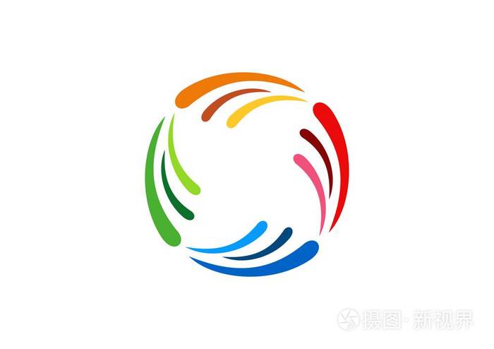 抽象的圆涡徽标圈彩色元素抽象翅膀风符号图标矢量设计