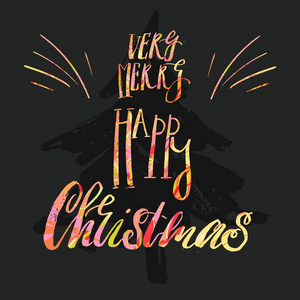 有一个很快乐快乐圣诞，排印背景在黑板上用粉笔