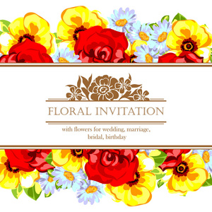邀请卡与花卉元素