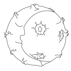 满月与陨石坑的插图插画