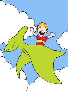 恐龙性格开朗的霸王骑滑板有趣的骑士骑着一匹马和卡通龙冲浪者霸王骑