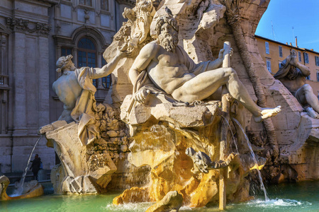 bernini fontana quattro dei fiumi喷泉广场navona rome它