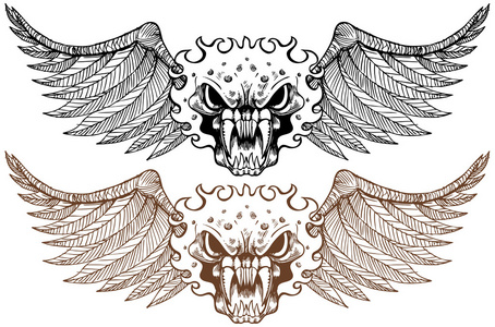 塞西夫人打扮成恶魔,魔鬼,黑色背景.