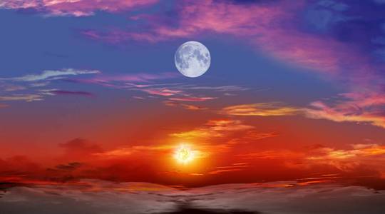 美丽的夕阳与桥图片