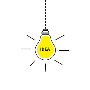 想法灯泡与幸福的脸照片