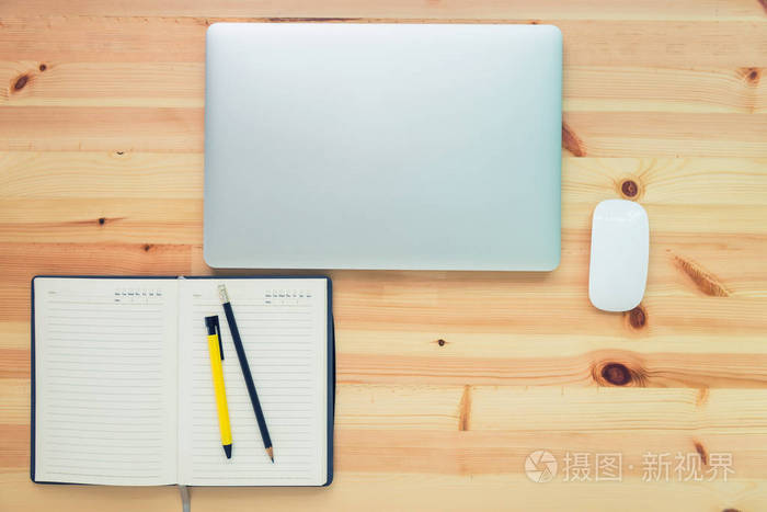 上表的桌子,顶视图概念的个人电脑