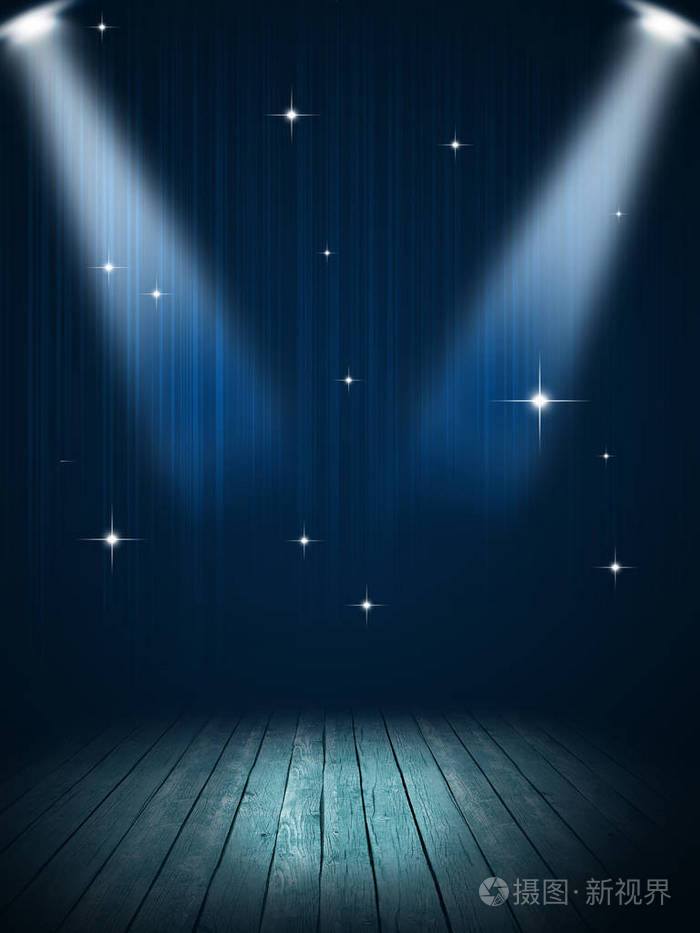 舞台聚光灯下蓝色背景
