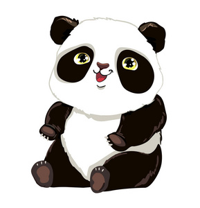 生日快乐卡设计可爱的熊猫水彩画孤立可爱彩色熊剪贴画.贺卡说明.