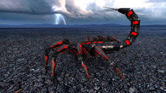 3d cg 渲染的蝎子机器人