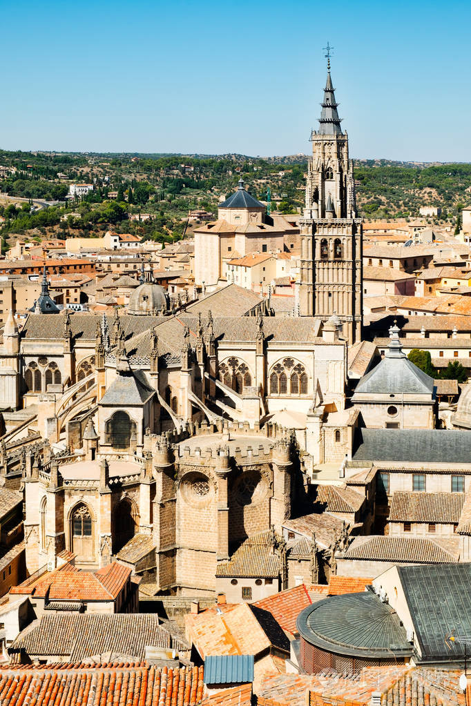 西班牙托莱多中世纪城市的鸟瞰图