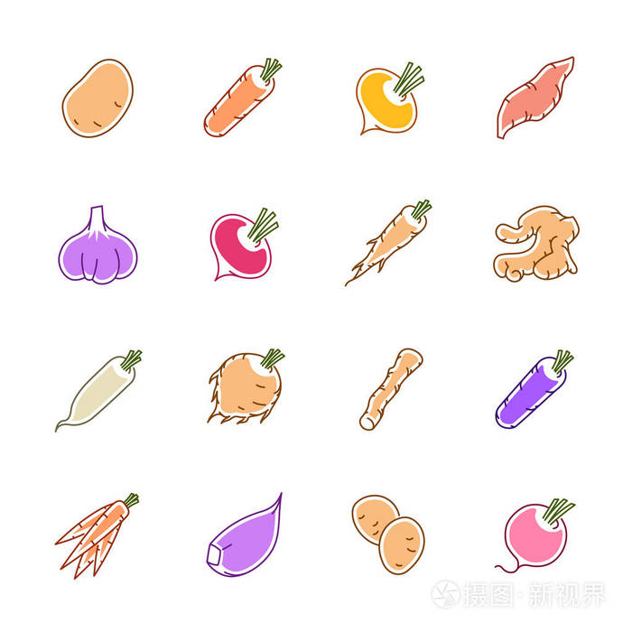 蔬菜图标马铃薯 胡萝卜 大蒜