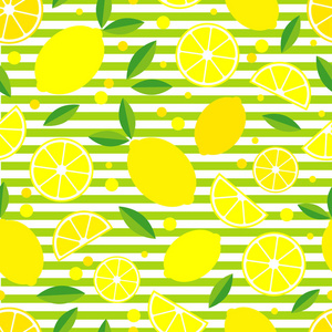 用柠檬做装饰的无缝模式。热带水果。纺织融洽
