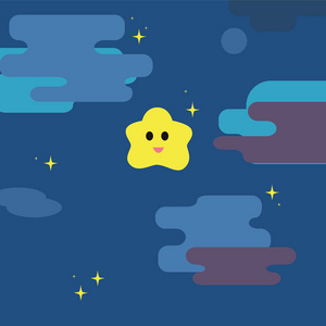 闪光小星星与夜晚天空背景矢量照片
