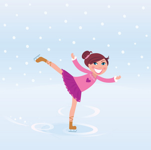 年轻女孩训练冰上人物滑冰