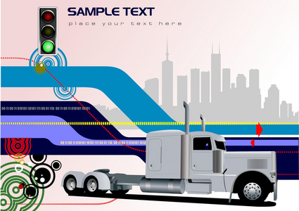 抽象高科技背景与卡车图像。 向量