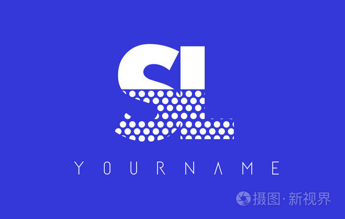 slsl点缀蓝色背景字母标志设计