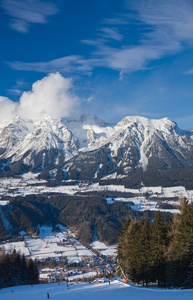 滑雪胜地schladming。 奥地利