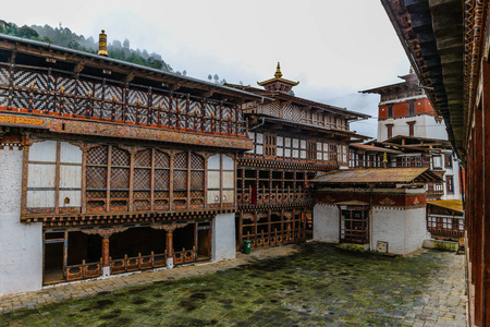 Trongsa 宗，其中一个最古老的 Dzongs Bumthang，不丹的内部视图
