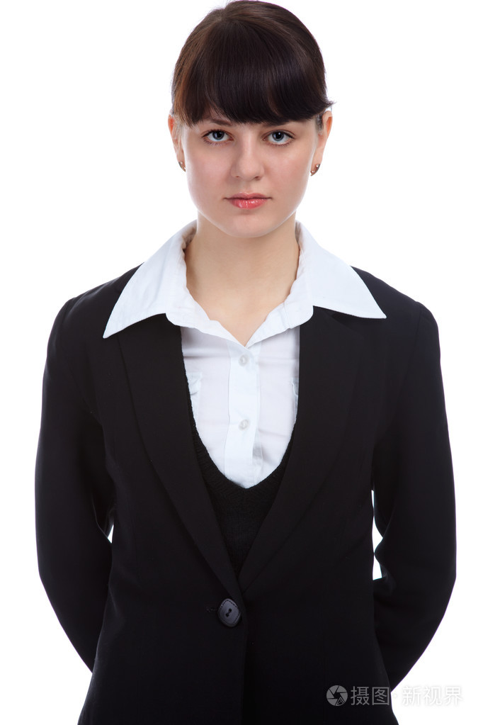 穿黑色西装的女孩