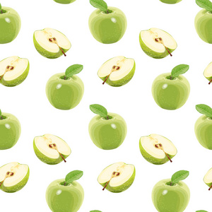 无缝矢量绿色苹果模式