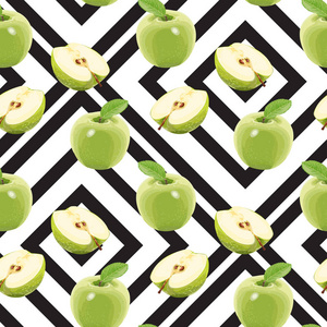 无缝矢量绿色苹果模式