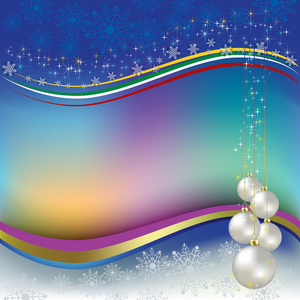 彩色背景上的圣诞问候珍珠球