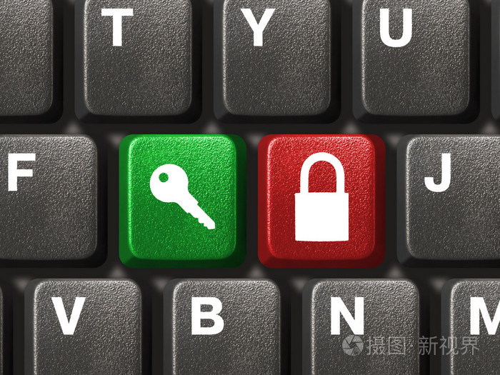 两个安全按钮的电脑键盘
