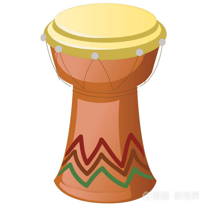 非洲非洲鼓鼓孤立在白色背景上矢量图