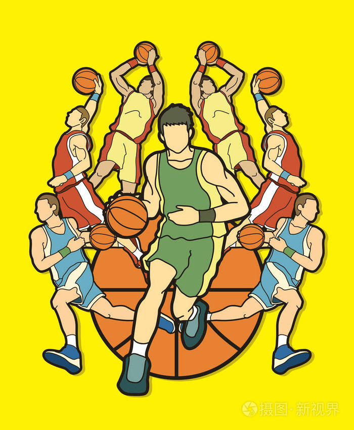 篮球队员扣篮滴球行动