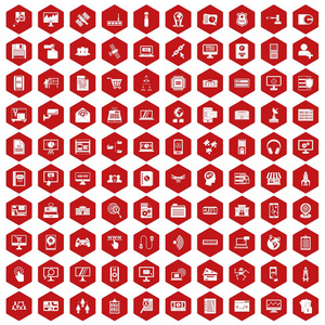100 数据库图标六角红