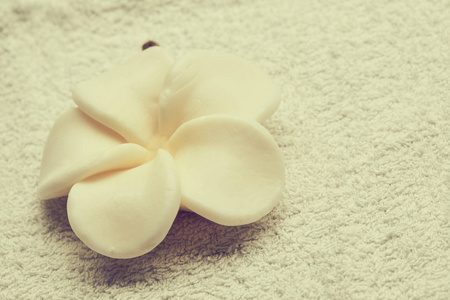 在毛巾上的白花