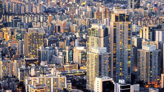 城市景观建设和酒店在首尔，韩国
