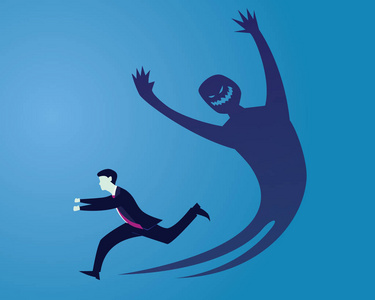 运行的魔鬼商人害怕自己的影子照片