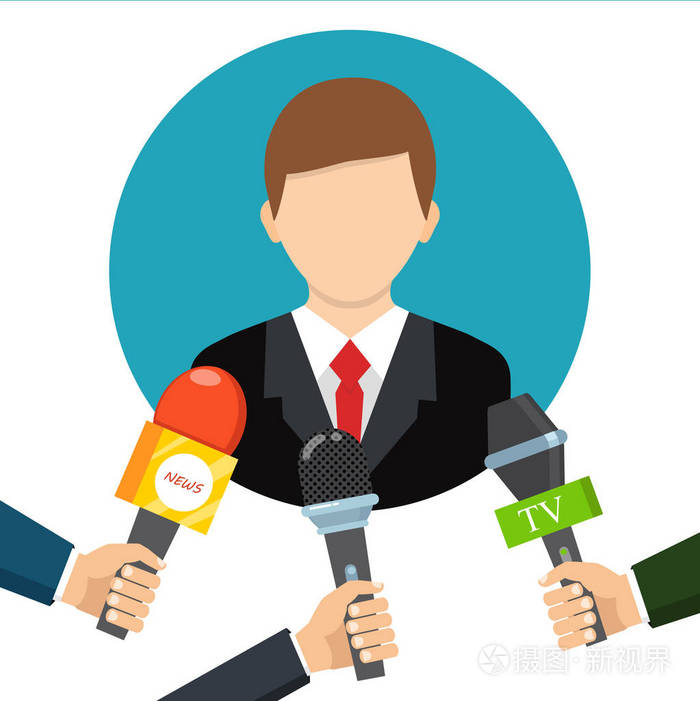 商人给了记者采访.新闻发布会