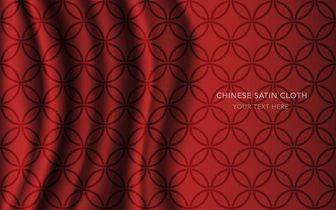 中国传统的红色丝缎面料布背景