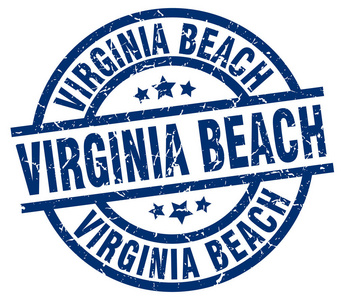 弗吉尼亚海滩蓝色圆 grunge 邮票