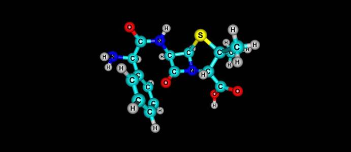 氨苄西林氨苄西林抗生素分子结构上黑色孤立照片