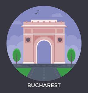 罗马尼亚首都布加勒斯特，矢量图标