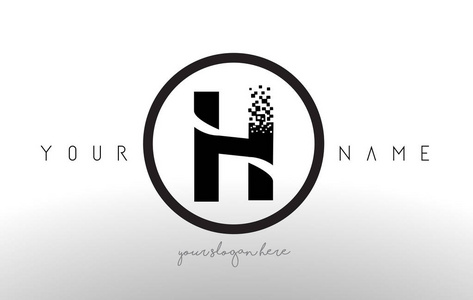 h logo 字母与数字像素科技设计矢量照片