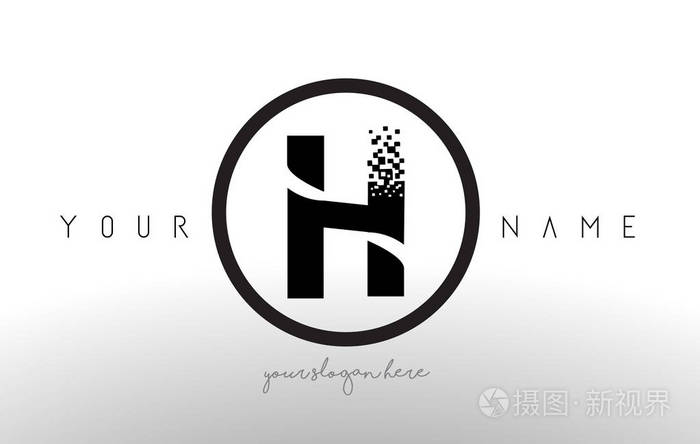 hlogo字母与数字像素科技设计矢量